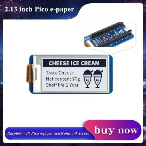 Raspberry Pi Pico 2.13inch E-Paper E-Ink Display Module 250×122 Black / White SPI