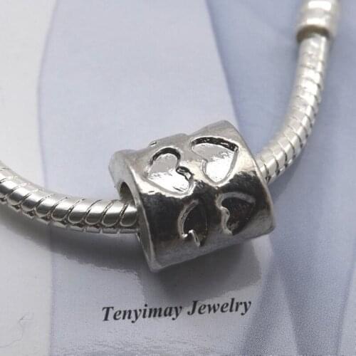 Heart Design Antique Alloy Beads European Charm Beads For Snake Chain Bracelet LB844