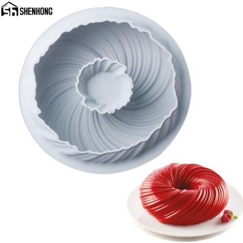 SHENHONG New arrival Vortex Dense Line Cake Moulds Silicone Mold For Baking Mould Bakeware Chocolate Tools Pastry Pan Decoration