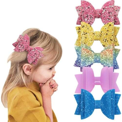 3" Glitter Bows Hair Clips Onion Pink Gradient Color Glitter Bow Hairpin Childrens All-match Outer Starting Decoration Hairpin