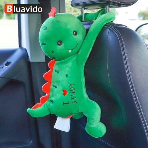 Cute Cartoon Car Tissue Box Creative Lovely Rabbit Short Plush Paper Towels Storage Holder Auto Rear Seat Hanging Bag