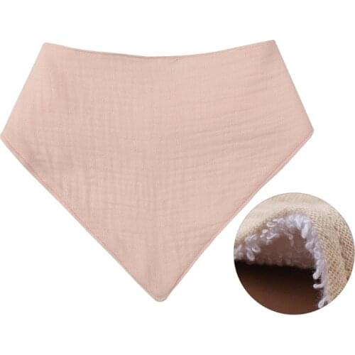 Baby Feeding Drool Bib Solid Color Snap Button Saliva Towel Triangle Burp Cloth