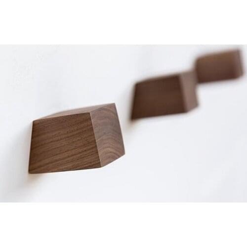 Solid Wooden Hook Decorative Wall Hook Coat Hangers Wall Bag Hat Hook Beech Black Walnut Simple Modern Bathroom Towel Hook