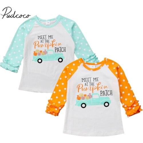 2020 Baby Spring Autumn Clothing Toddler Baby Girls Pumpkin Tops Long Sleeve Pullover Cartoon Halloween Ruffles Sweatshirt Tops
