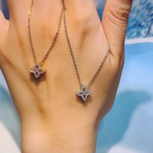 HIBRIDE New Lucky Charms Pendant Tennis Chain Necklace Pendants Cubic Zirconia Bling Hip Hop Jewelry For Women Wedding Party P37