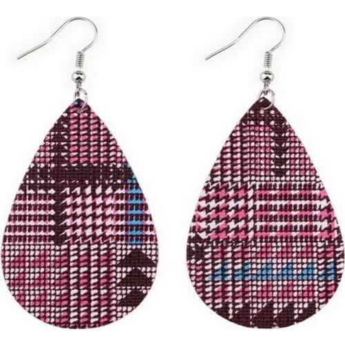 ZWPON 2020 New Pattern Pu Leather Teardrop Earrings for Women Fashion Jewelry Statement Earrings Dangle Leather Earrings