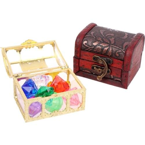 1 Box Diving Gem Pool Toy 10 Big Colorful Diamonds with Treasure Pirate Box Kids Swimming Props