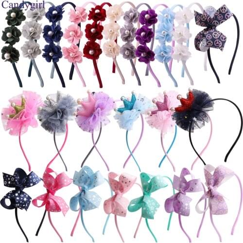 1PCS 0.5Cm Colorful Bow Cute Hairband For Girls Children Flower Headband Headdress Party Play Hair Accessories Headwear