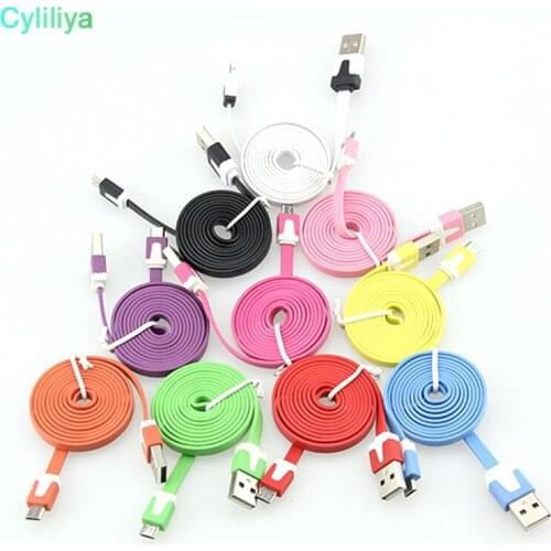 10pcs/lot 1M 2M 3M 8pin Noodle Flat USB Cable Data Sync Charger Adapter For Apple iPhone 5/5s/5c/6/6plus/7/8/X