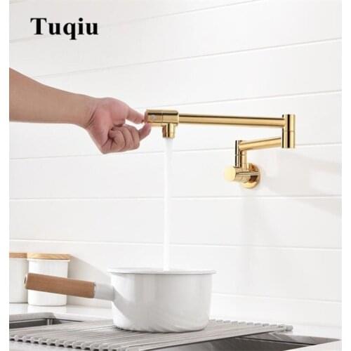 100% Solid Brass Pot Filler Tap Wall Mount Kitchen Faucet Single Cold Single Hole Tap Chrome Nickel Alba Black Gold