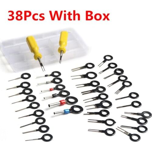 38pcs Car Plug Circuit Board Wire Harness Terminal Extraction Pick Connector Crimp Pin Back Needle Remove Tool Set