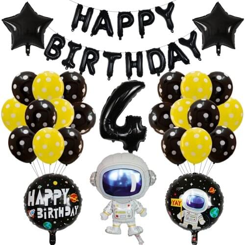39Pcs Outer Space Theme Party Astronaut Balloon Number Rocket Foil Balloons Boy Birthday Party Decoration Kids Baby Shower Gifts