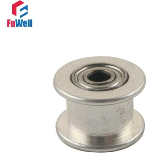 4pcs 2GT 20T Timing Idler Pulley Aluminum Alloy Without Teeth 3/4/5mm Bore Idle Pulley 7mm Belt Width Bearing Synchronous Wheel