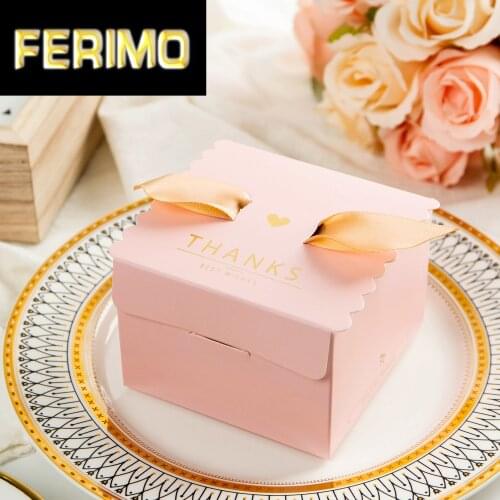 50Pcs Square Shape Pink Style Gift Box Baby Shower Birthday Party Candy Box Sweet Chocolate Jelwery Decoration Storage Packing