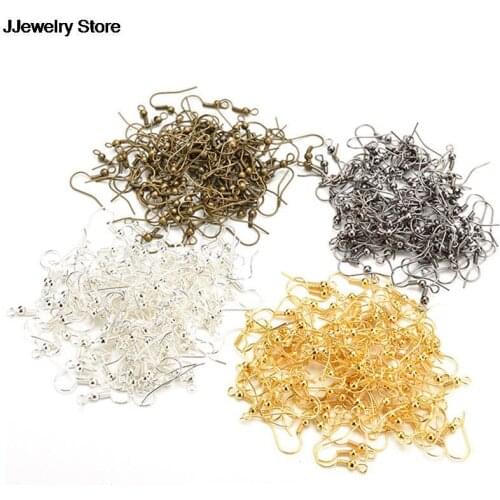 50PCS/pack Gold Silver Bronze Nickel Hooks Coil Ear Wire Earrings Findings For Jewelry Making Craft DIY