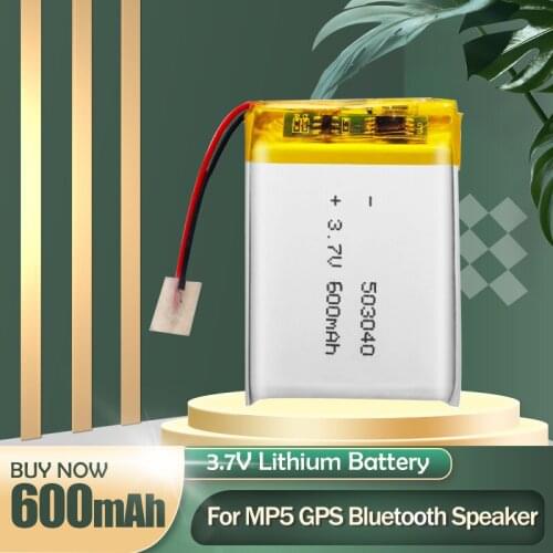 503040 3.7V 600mAh Lithium Polymer Rechargeable Battery For MP3 MP4 GPS DVD Driving Recorder Bluetooth Headset Speaker E-book