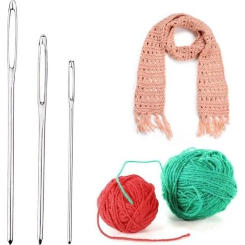 9Pcs Large Eye Metal Needles Cross Stitch Knitting Crochet Hook Set with Case DIY Sewing Needle Accessories Crochet Braids Hook