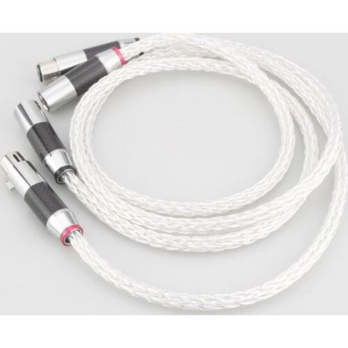 Audiocrast 8AG OCC Silver Plated HIFI Audio Cable With Black Carbon Fiber Male Female Plug Interconnect Balanced Cable Audiophil
