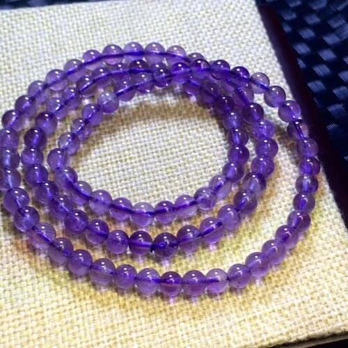 Genuine Natural Lavender Amethyst Quartz Crystal Clear Round Beads Bracelet 6mm 3 Laps Women Men Jewelry Healing Necklace AAAAA