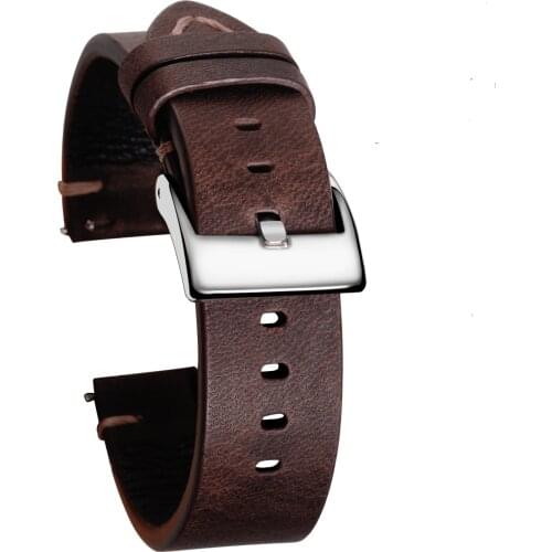 Hemsut Quick Release Leather Watch Bands Calf Handmade Vintage Brown Leather Watch Strap 18mm 20mm 22mm