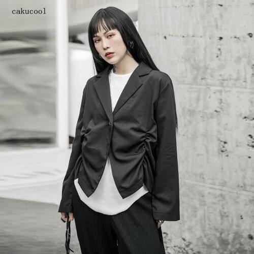 Cakucool 2020 spring new dark wind fold design light blazer simple personality fashion women