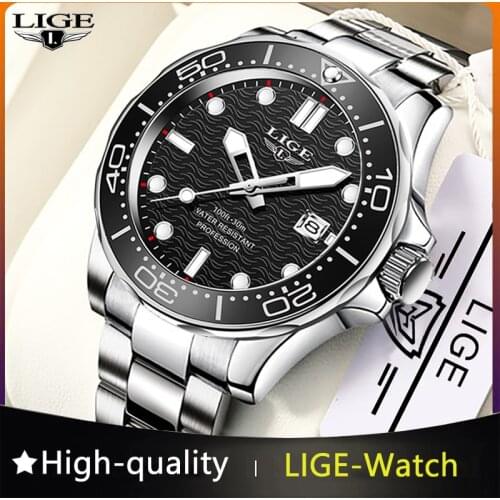 2021 New LIGE Mens Watches Fashion Business Waterproof Quartz Wrist Watch Men Top Brand Luxury Stainless Steel Sport Clock Male