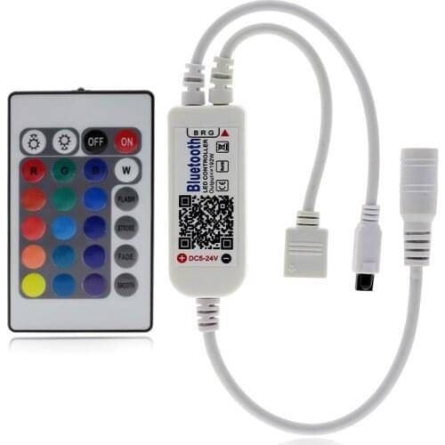DC 5V 12V 24V Mini Bluetooth WiFi LED RGB RGBW Controller iOS Android APP 24Key IR Remote Controler for 3528 5050 LED Strip