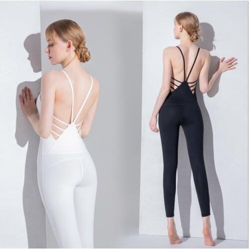 Yoga Sets Women Gym Clothing Fitness Tracksuits One-Piece Bodysuit Hollw Back Sexy Overall Female Jumpsuits For Trainning Tights
