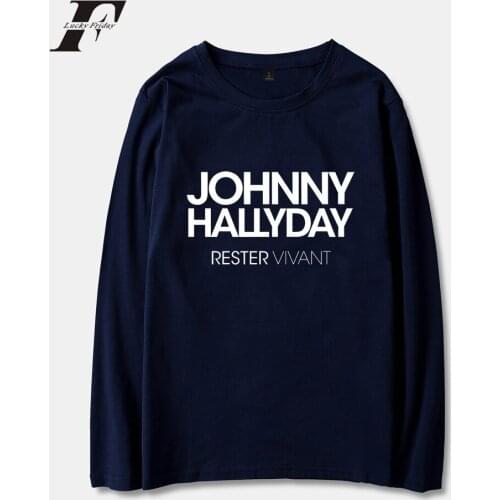LUCKYFRIDAYF Johnny Hallyday letter printed fashion t-shirts women men t shirts casual tee shirt long sleeve t-shirt sweatshirts
