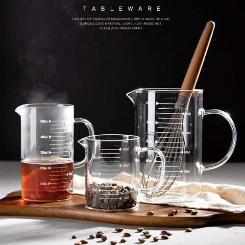 Food Grade Borosilicate Glass Measuring Cups Pot Kettle Kitchen Accessories Milk Milk Measuring Clear Glass Cup Cook Scale