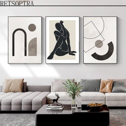 Fashion Wall Decorations Bed Room Decor Art Picture Poster Black White Figure Canvas Printing Painting Abstract Style