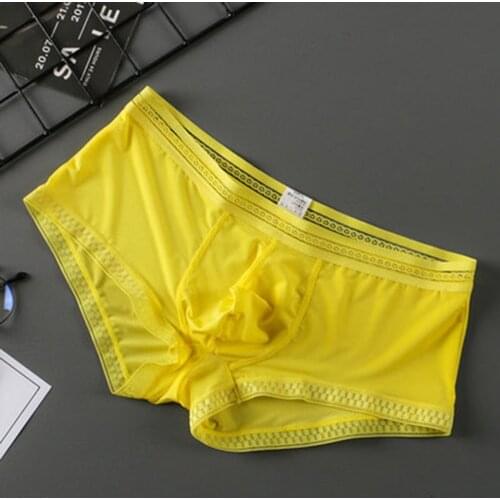 Ice Silk Men Underwear Mens Sexy Low Wais Stretchy Boxers Briefs Bulge Cup Pouch Breathable Seamless Underpants shorts Panties