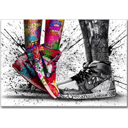 New 5D Diamond Painting Couple Wearing Graffiti Sneakers DIY Diamond Embroidery Cross Stitch Mosaic crystal Home Decor Gift