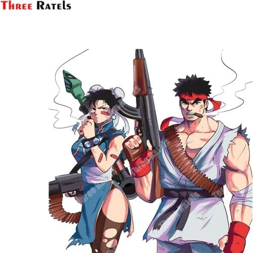 Three Ratels A804 Anime Game Chun Li And Ryu Fighter Decals For Car Bike Suitcase Helmet Waterproof Laptop Motorcycle Stickers