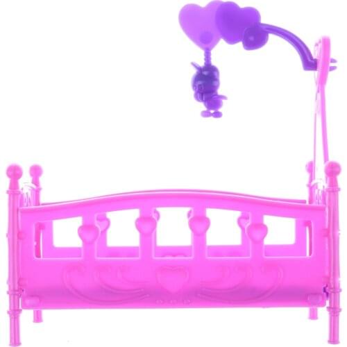 New Mini Cute Fantasy Sweet Dream Bedroom Bed Doll Accessories Furniture Doll Baby Bed For Princess Doll House Plastic Toy