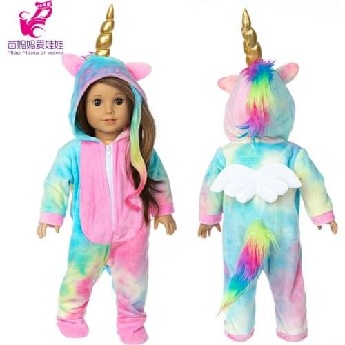 Baby Dolls Clothes 40 Cm Rainbow Unicorn Rompers 18 Inch Girl Dolls Clothes Children Bithday Gifts Toys Outwear
