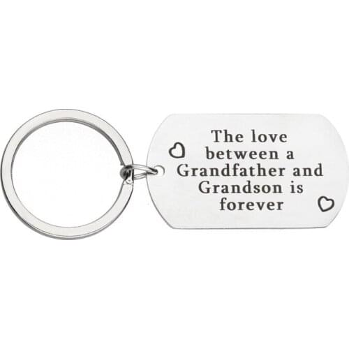 Oeinin Charms Key Chain Man Between Grandfather And Grandson Keychain Bags Lovers Letter Color Keyring Stainless Steel Pendant