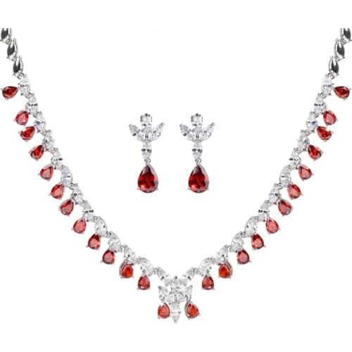 Bettyue Ingenious Design Waterdrop Zirconia Jewelry Set For Women Bridal Wedding Party Delicate Neckalce And Earring Four Color