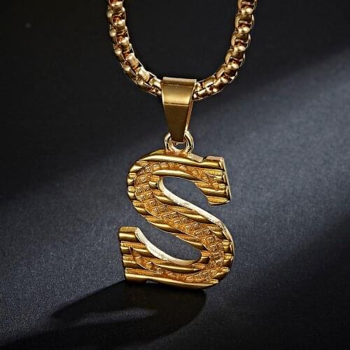 Valily A-- Z Initial Pendant Necklace Stainless Steel Gold Color Alphabet Letter Necklace for Women Man Christmas Gifts Bijoux