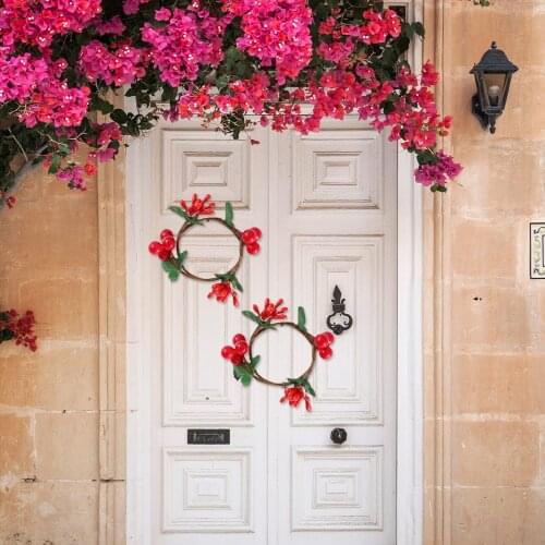 Raspberry Christmas Napkin Ring Simulation Plant Artificial Flower New Party Decoration Tea Light Candle Holder Mini Wreaths