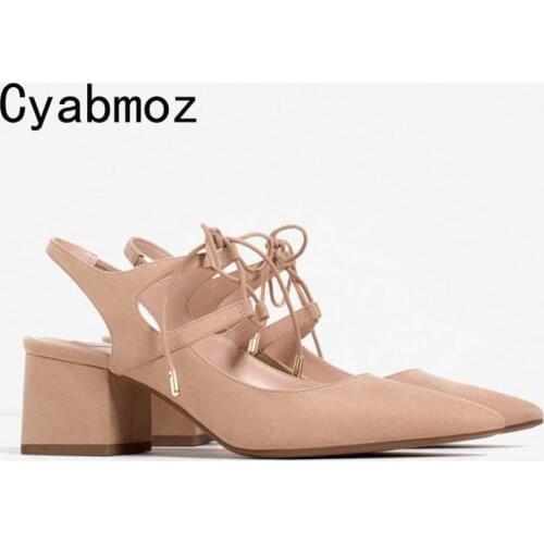 Cyabmoz Women Sandals Pointed Toe High Heels Closed Toe Ankle Strap Shoes Woman Thick Heel Plus Size 43 Gladiator Sandals Female