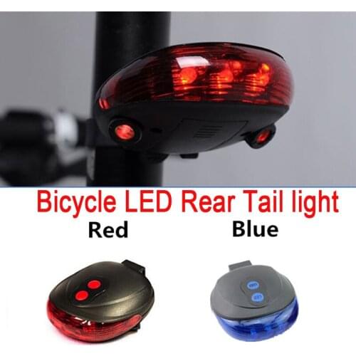 Bicycle LED Rear Tail light Waterproof Safety Warning Light Laser Night Mountain Bike Accessories 2 Laser+5 LED Flashing Lamp