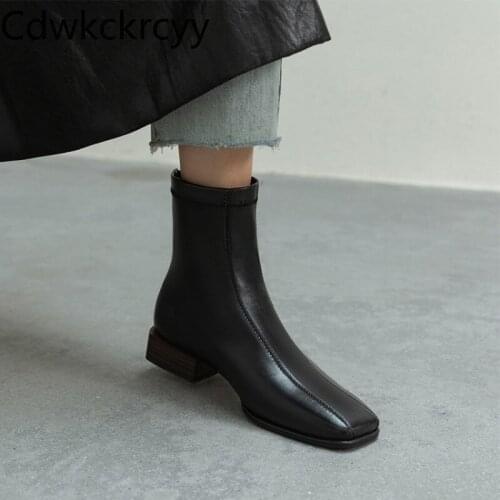 Winter The New fashion British style Square head Thick heel Women boots black brown student Casual Comfortable Women boots 34-43