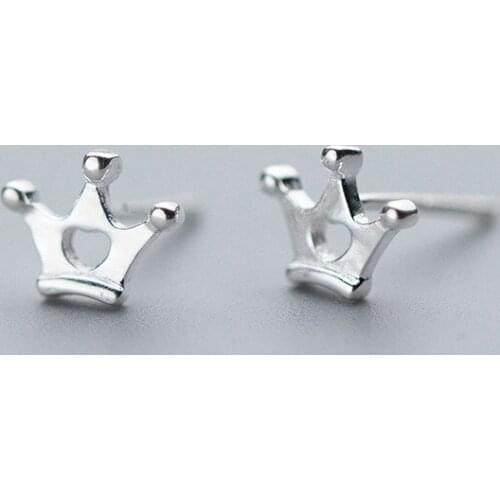 925 Sterling Silver Crown Stud Earrings For Women sterling-silver-jewelry Female pendientes mujer moda 2018 A083