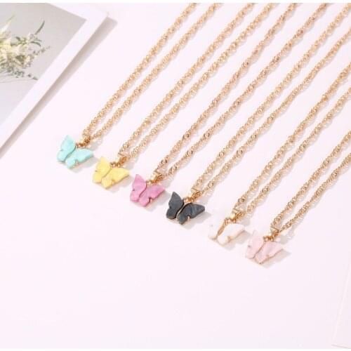 1Pcs Latest Butterfly Necklace Yakeli Color Sweet Sweet Ladys Joker Collarbone Chain Necklace Jewelry
