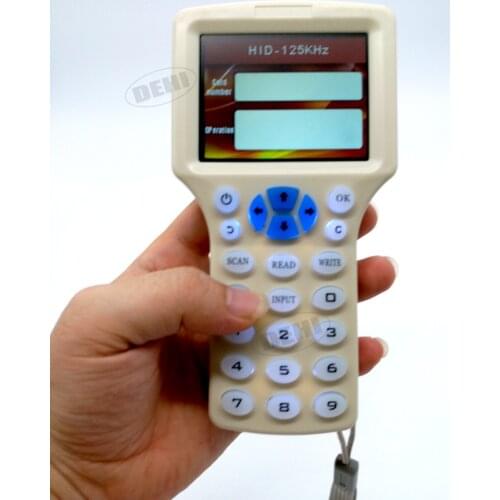 English 10 Frequency RFID NFC Copier Reader Writer Cloner Copy Programmer + 5Pcs 125khz EM4305 Keyfobs + 5Pcs 13.56mhz UID Key