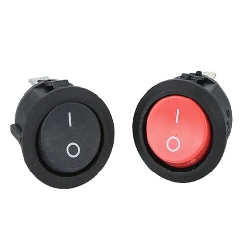 10pcs 20pcs KCD1-105 23MM SPST 3Pin 250V 6A round boat shape red and black switch embedded ON OFF rocker switch position copper