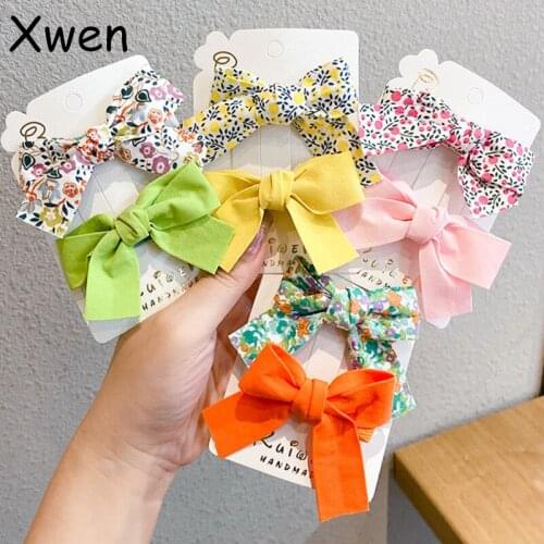 2/4/6Pcs/Set Sweet Kids Hairpins Hair Clip for Girls Side Clip Print Bow Barrettes Women Headwear Fashion Hair Accessories