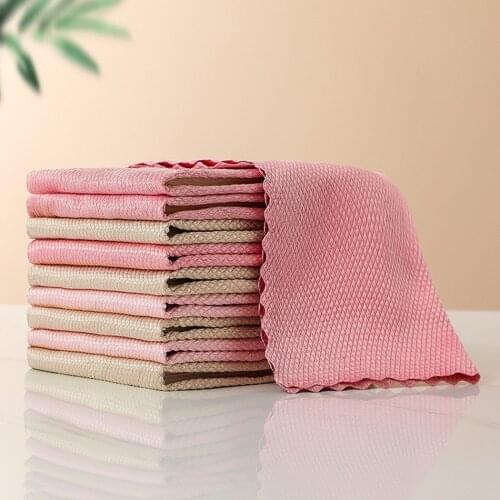 5Pcs Fish Scale Cloth Microfiber Polishing Cleaning Cloth Water-absorbing Non-marking Kitchen Fish Scale Wipes For Glass Cleanin