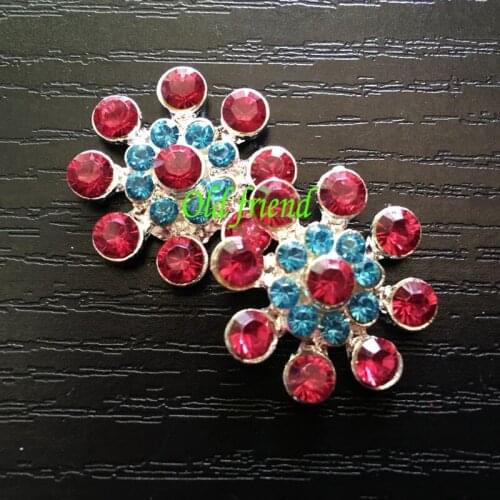 60pcs/lot, Wholesale 22mm Cute Trendy Metal Rhinestone Pearl Button Clear Artificial Alloy Crystal Flatback Wedding Buttons